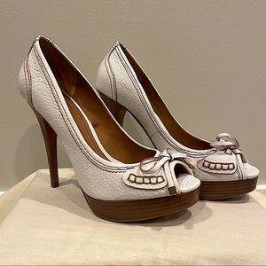 Zara woman heel, white & brown, open toed, size 39 (8)
